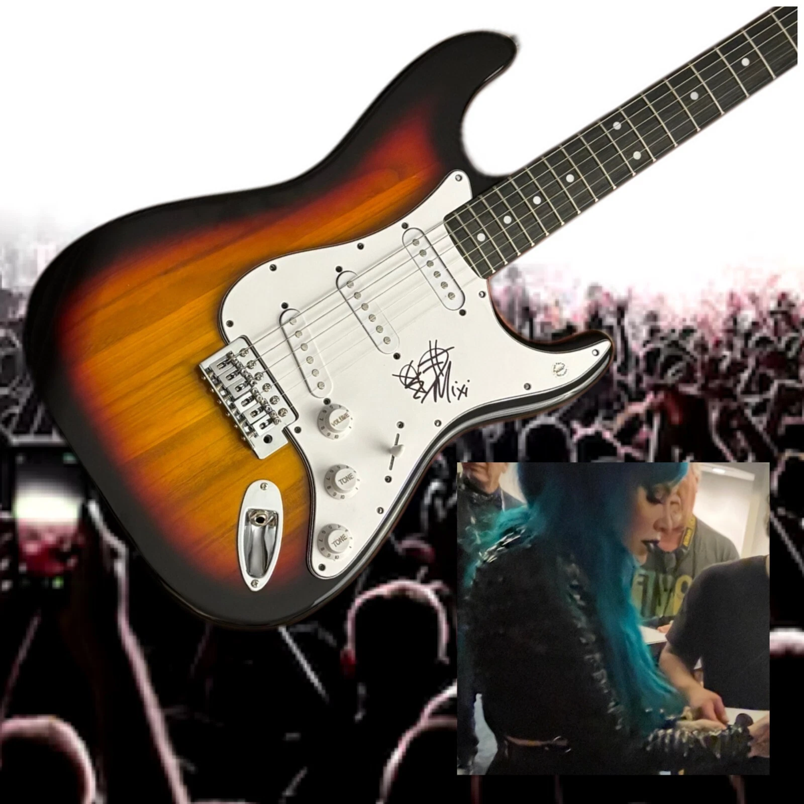 GFA Stitched Up Heart * ALECIA MIXI DEMNER * Signed Electric Guitar PROOF COA