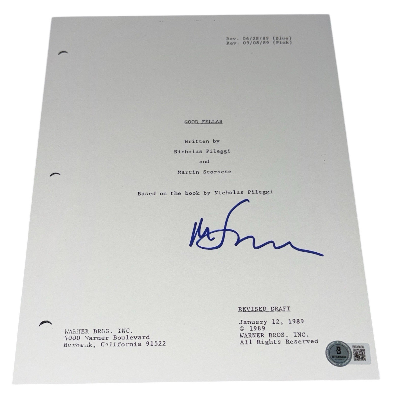 Martin Scorsese Signed Autograph Goodfellas Movie Script Screenplay Beckett BAS