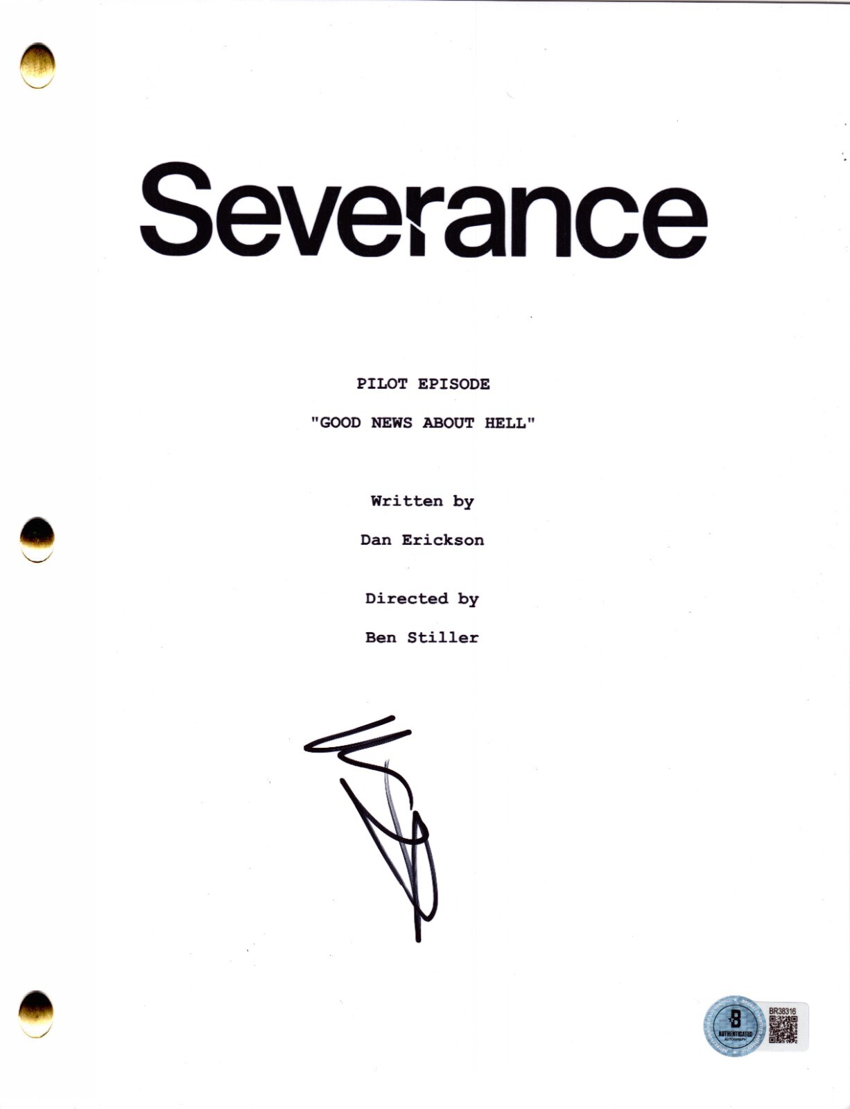 Ben Stiller Signed Severance Pilot Script Authentic Autograph Beckett