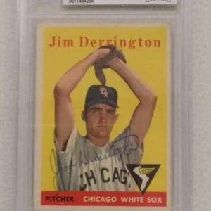 1958 TOPPS JIM DERRINGTON #129 WHITE SOX SIGNED CARD BECKETT AUTH AUTO VINTAGE