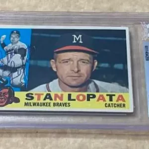 1960 TOPPS STAN LOPATA BRAVES SIGNED CARD BECKETT AUTHENTIC AUTO VINTAGE