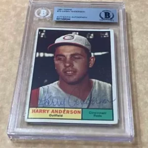 1961 TOPPS HARRY ANDERSON #76 REDS SIGNED CARD BECKETT AUTHENTIC AUTO VINTAGE