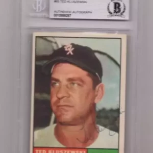 1961 TOPPS TED KLUSZEWSKI ANGELS SIGNED CARD BECKETT AUTHENTIC AUTO VINTAGE