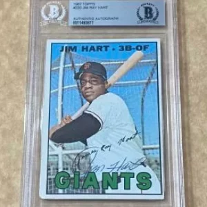 1967 TOPPS JIM RAY HART #220 GIANTS SIGNED CARD BECKETT AUTHENTIC AUTO VINTAGE