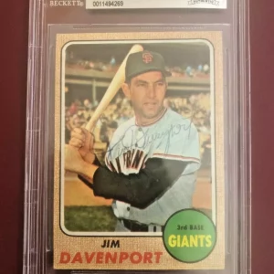 1968 TOPPS JIM DAVENPORT #525 GIANTS SIGNED CARD BECKETT AUTHENTIC AUTO VINTAGE