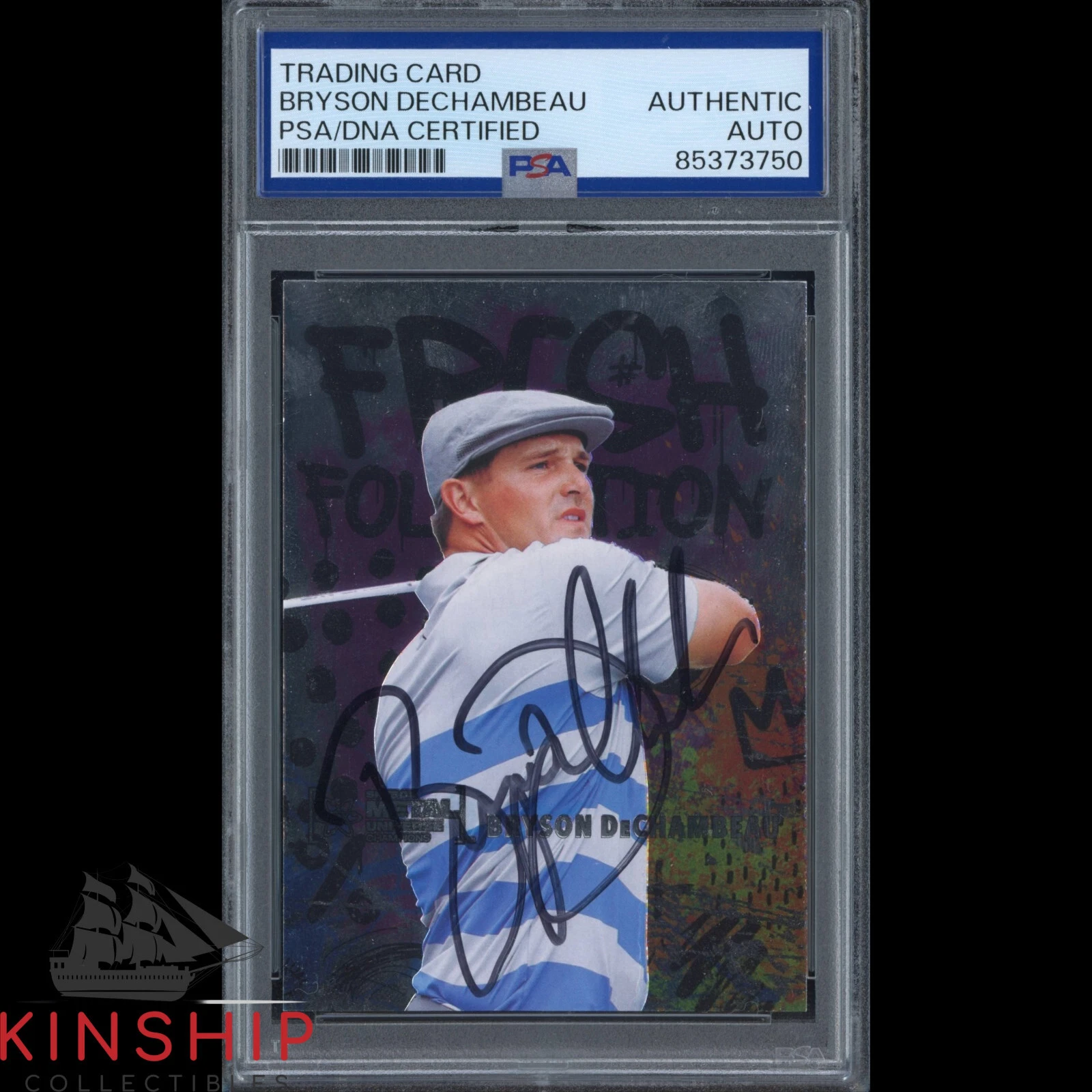 Bryson DeChambeau signed 2021 Skybox Metal Card PSA DNA Slab Golf Auto C3553
