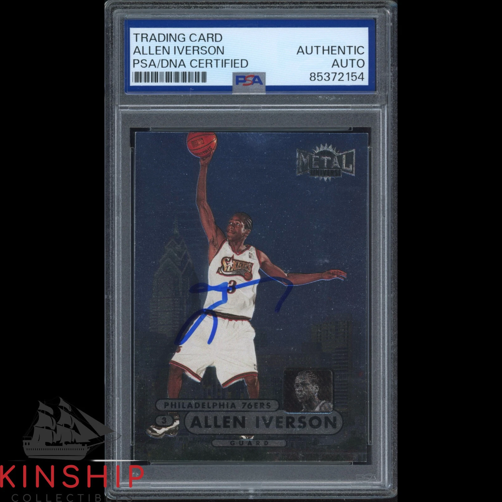 Allen Iverson signed 1998 Skybox Metal Universe Card PSA DNA Slabbed Auto C3564