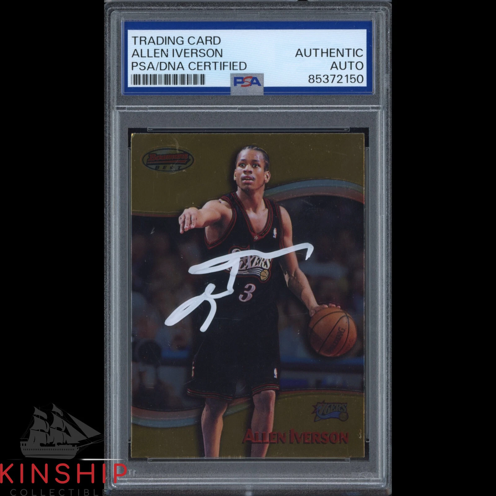 Allen Iverson signed 1999 Bowmans Best Trading Card PSA DNA Slabbed Auto C3561