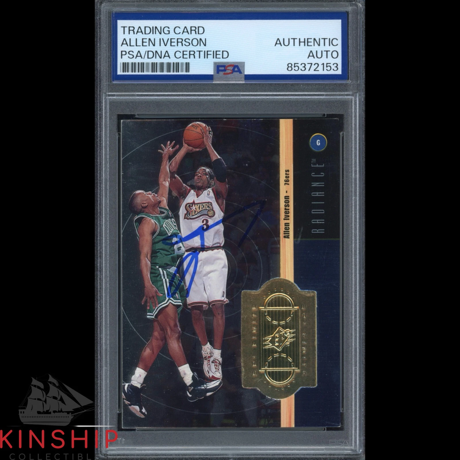 Allen Iverson signed 1998 Upper Deck Trading Card PSA DNA Slabbed Auto C3560