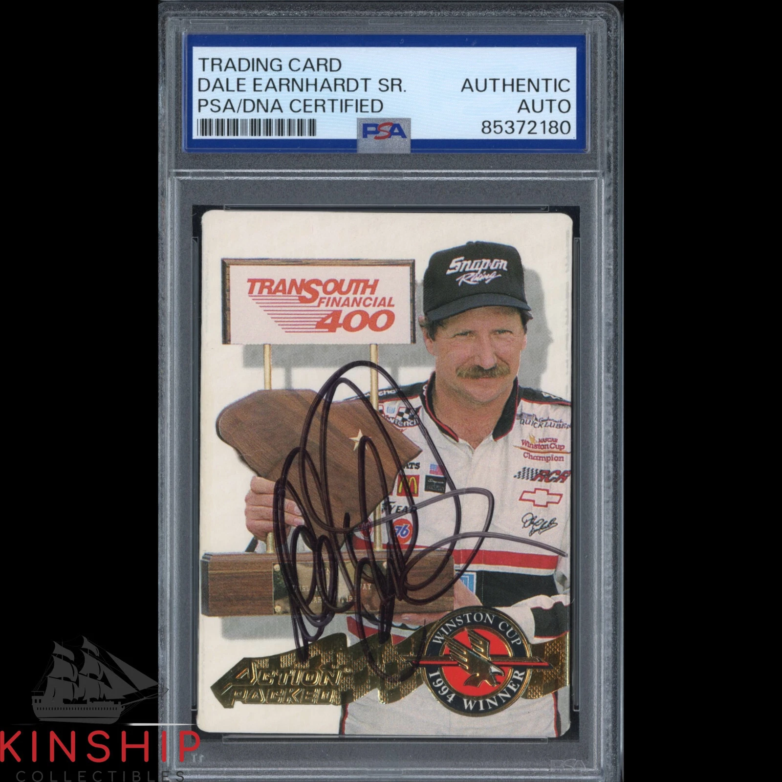 Dale Earnhardt Sr signed 1995 Action Packed Card PSA DNA Slab NASCAR Auto C3581