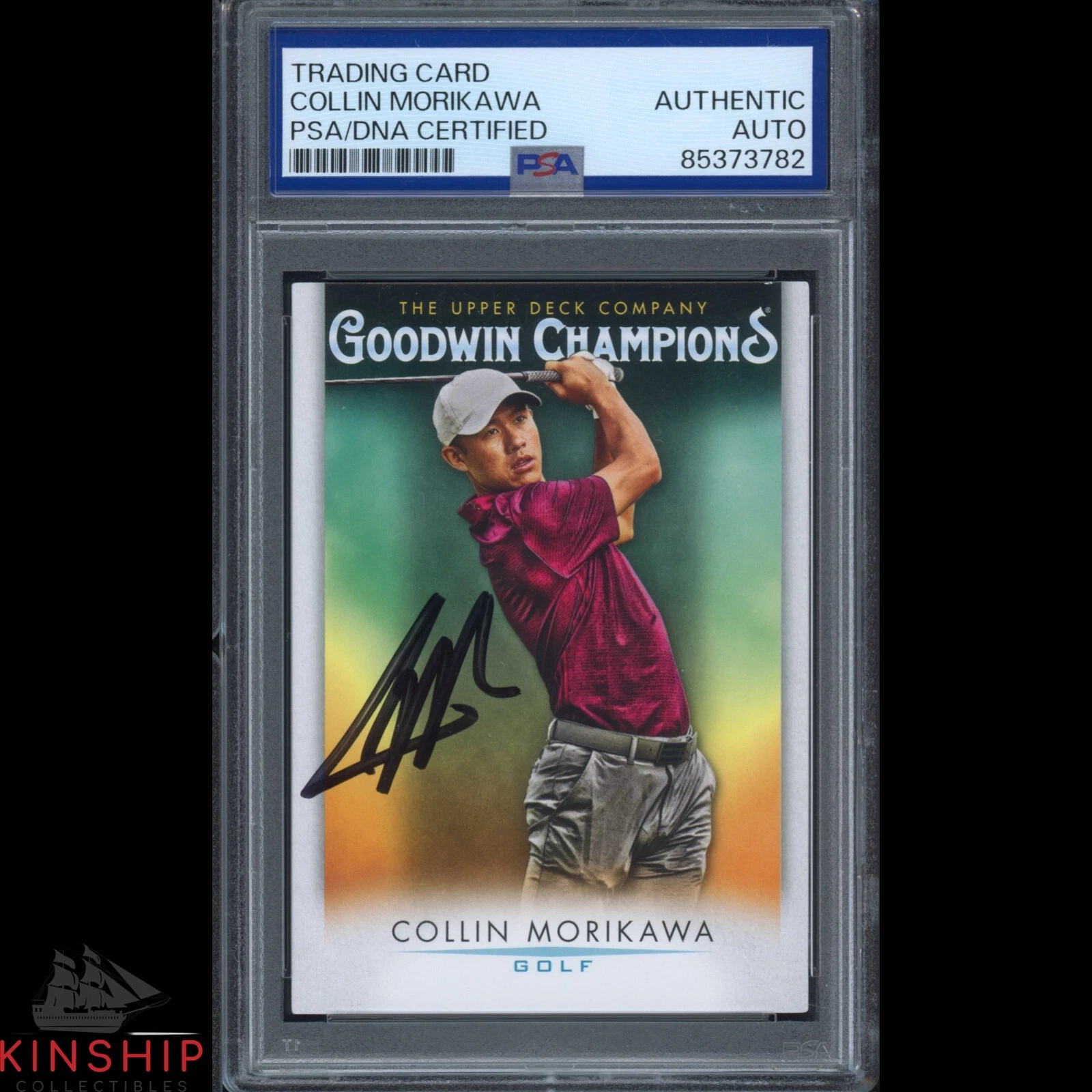 Collin Morikawa signed 2021 Upper Deck Trading Card PSA DNA Slab Golf C3707