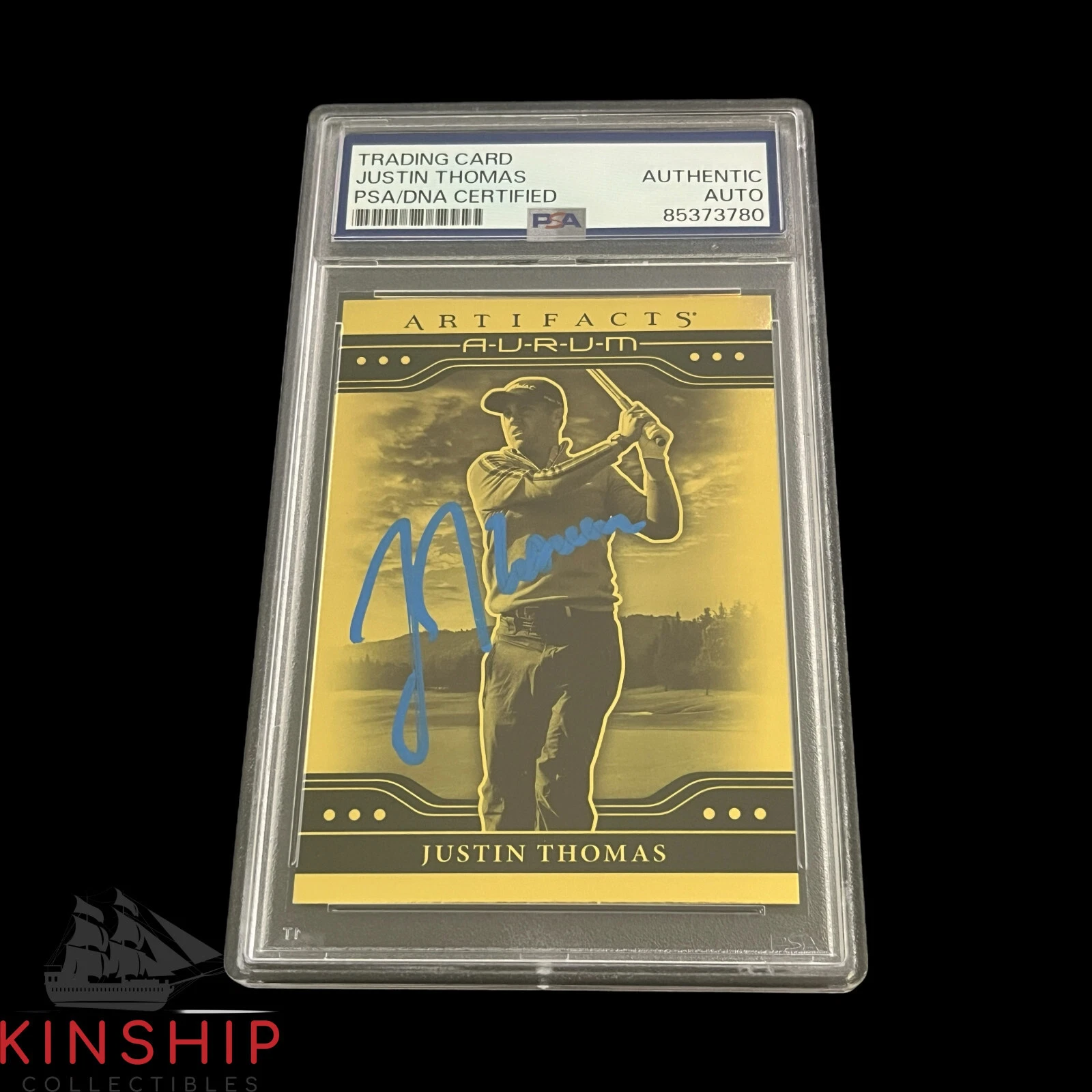 Justin Thomas signed 2021 Artifacts Rookie Card PSA DNA Slabbed Auto Golf C3708