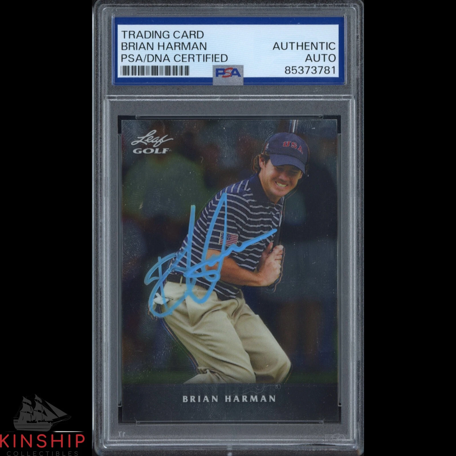 Brian Harmon signed 2011 Leaf Metal Card PSA DNA Slabbed Golf Auto C3709