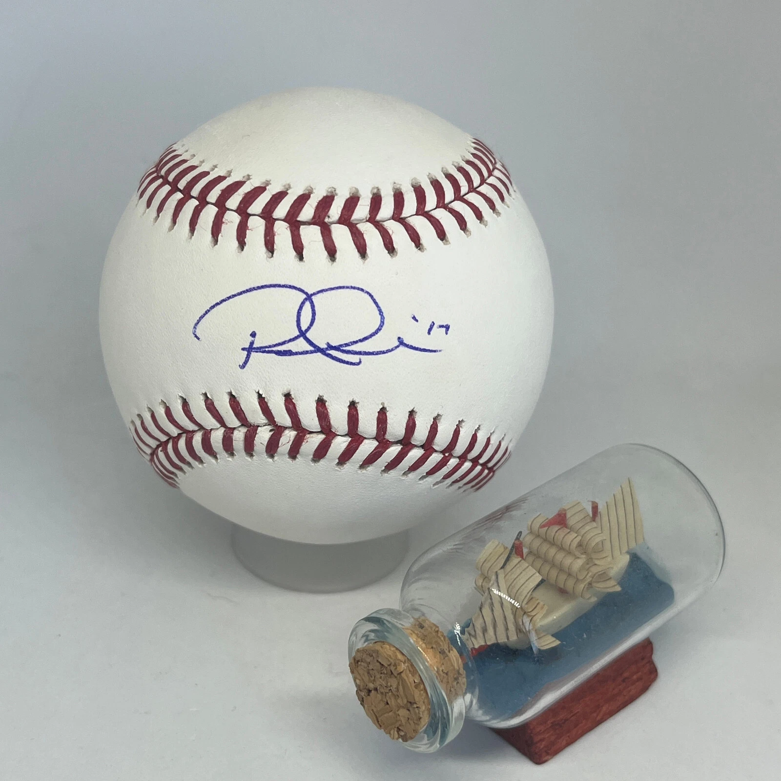 Rhys Hoskins signed Rawlings OML Baseball JSA COA Phillies Brewers Auto A3557