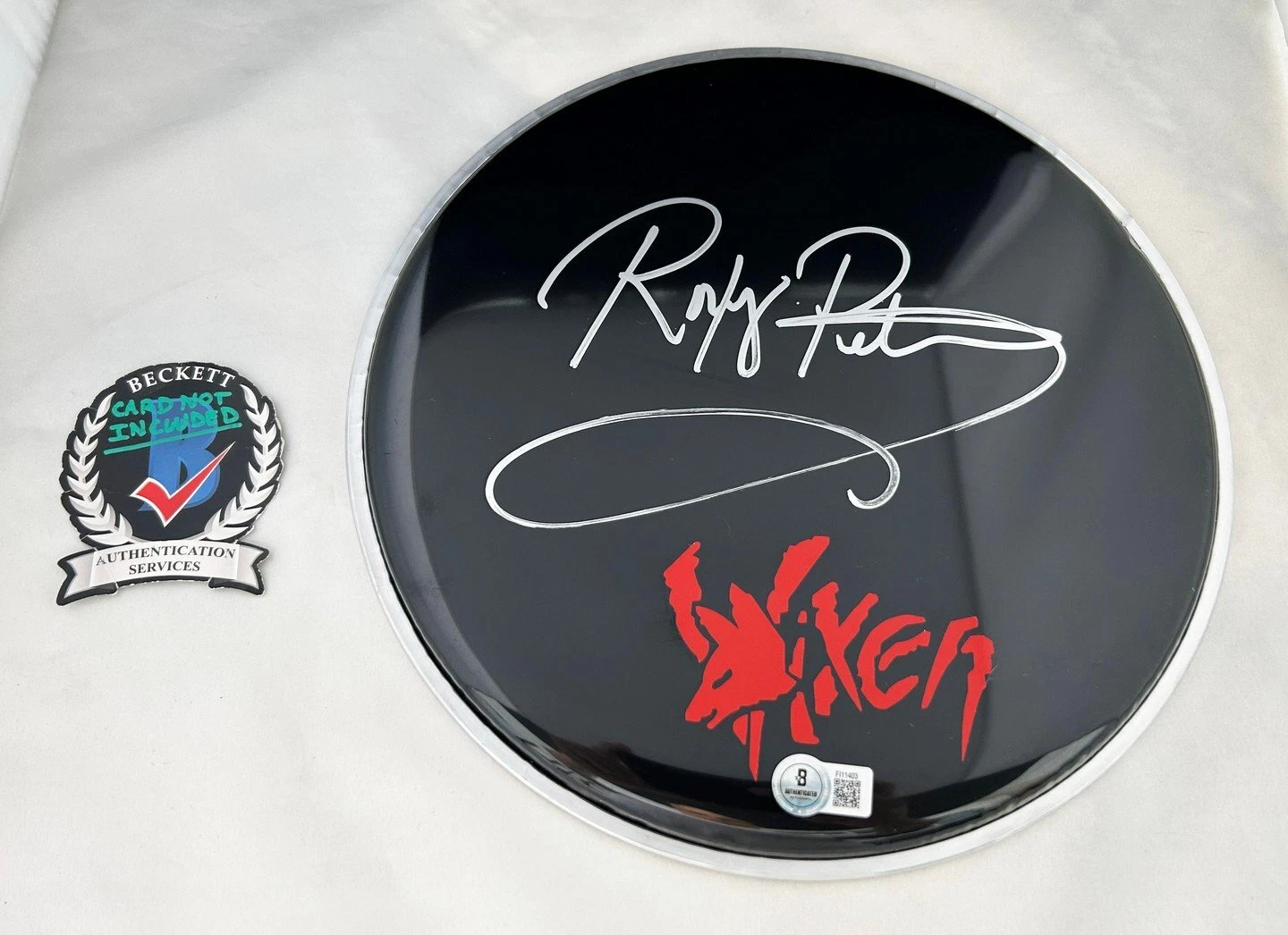 Roxy Petrucci Signed Drumhead Vixen Beckett BAS 1 COA
