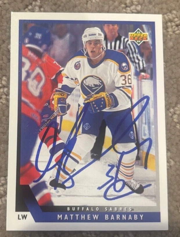 MATTHEW BARNABY Autographed Signed 1993-94 Upper Deck card #439 Buffalo Sabres