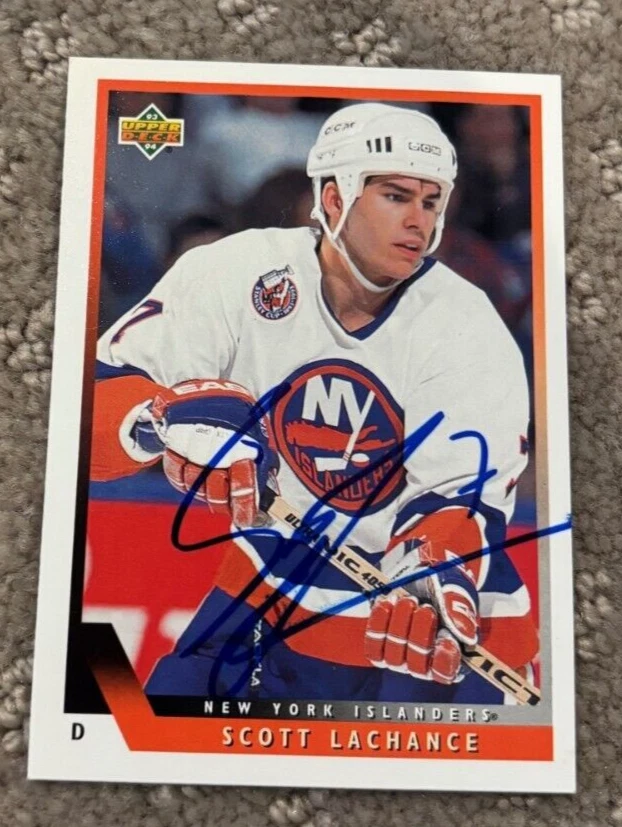 1993-94 Upper Deck Scott Lachance signed autographed card New York Islanders