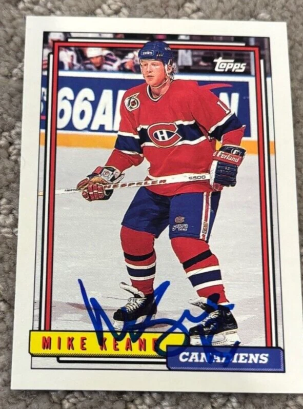 1992-93 Topps Mike Keane #478 signed autographed card Montreal Canadiens