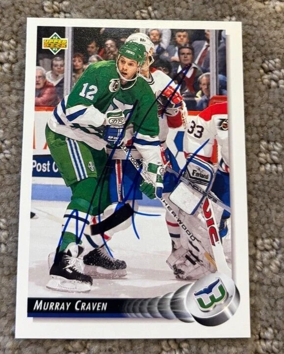 1992-93 Upper Deck #49 MURRAY CRAVEN signed autographed card Hartford Whalers