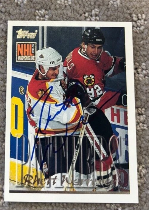 1995-96 Topps Panthers Hockey Card #272 Rhett Warrener signed autographed Rookie