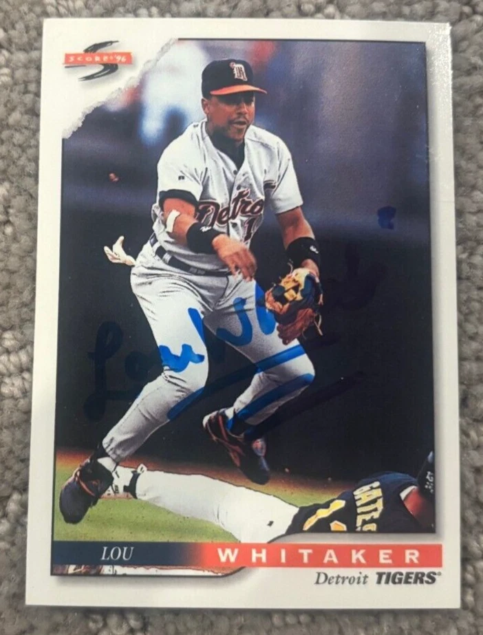Lou Whitaker 1996 Score signed autographed #487 Detroit Tigers Baseball Card