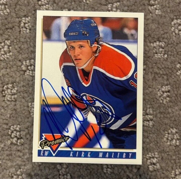 1993-94 Topps Premier Oilers Hockey #290 Kirk Maltby signed autographed card