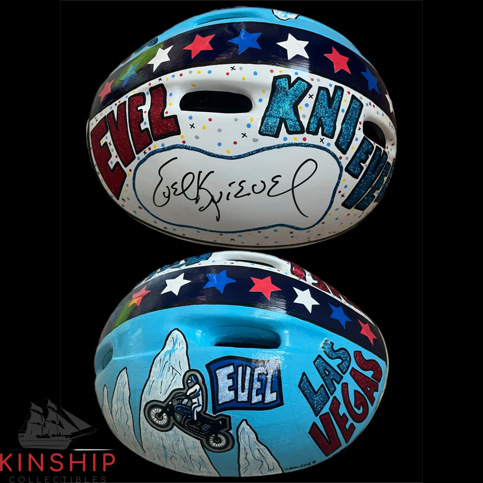 Evel Knievel signed Helmet JSA COA Hand Painted Carter X Rare Stuntman Auto Y249