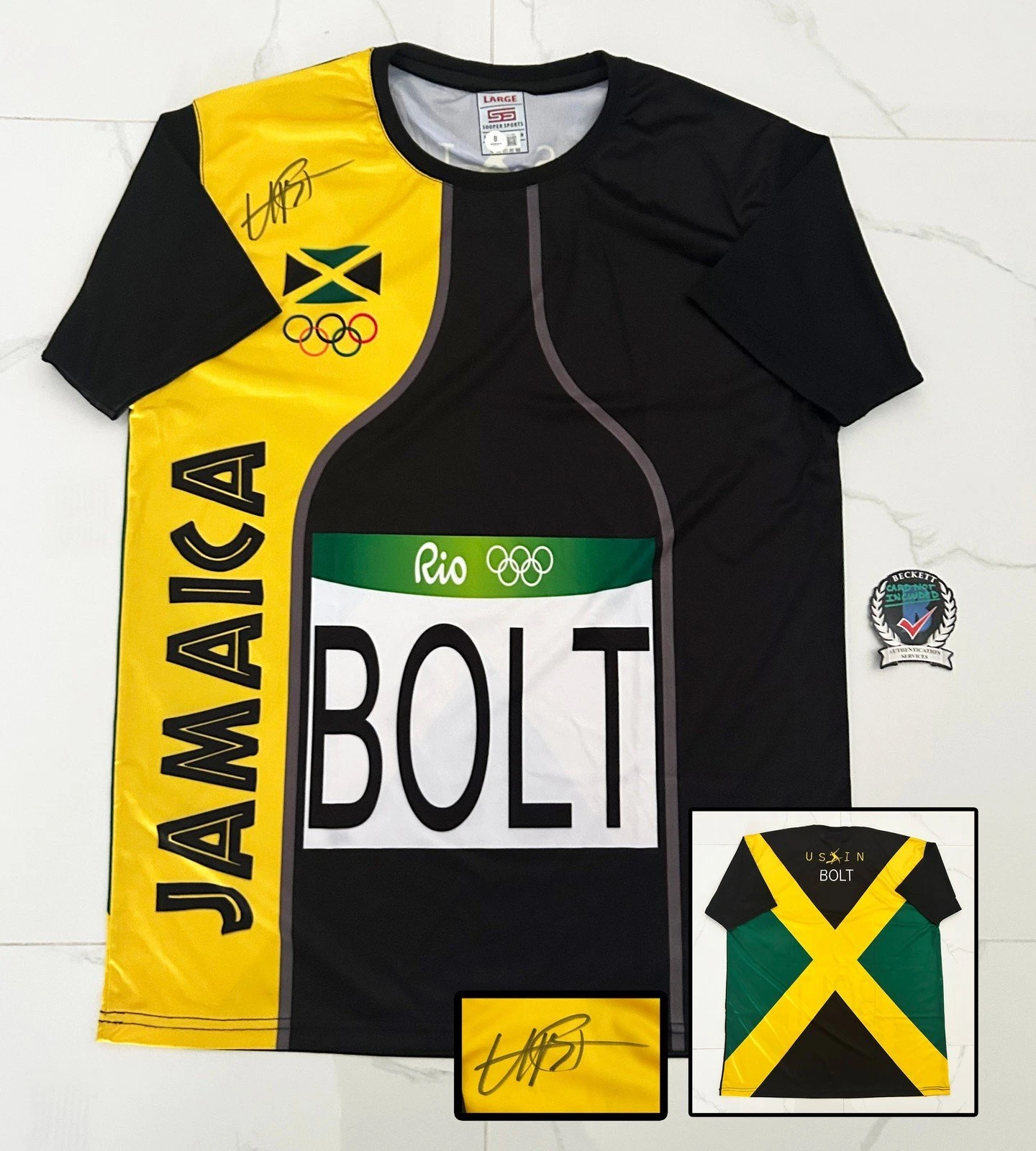 Usain Bolt Signed Jersey 2016 Rio Olympics Fastest Man Alive Beckett BAS 4 COA