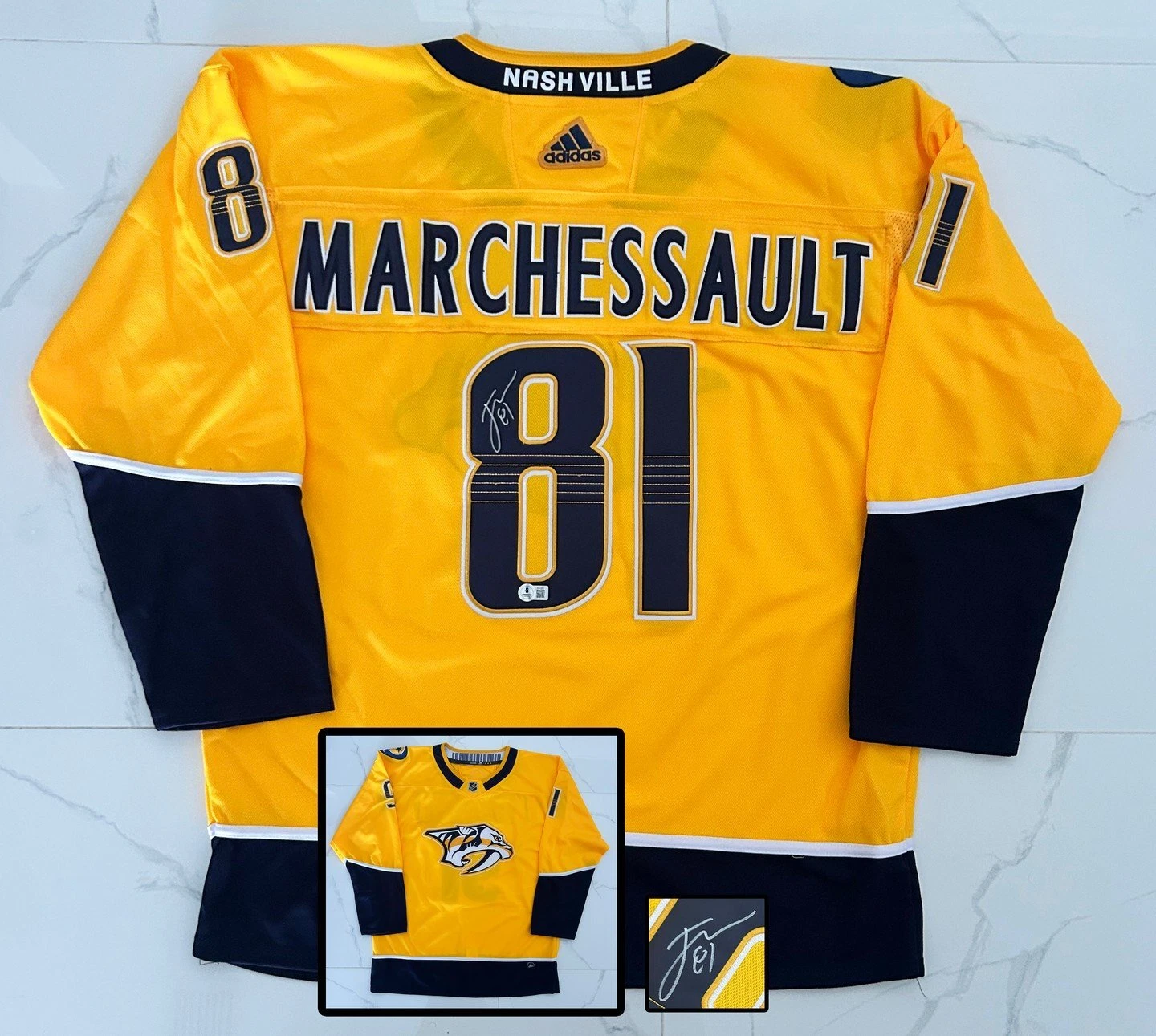 Jonathan Marchessault Signed Jersey Nashville Predators Beckett BAS COA