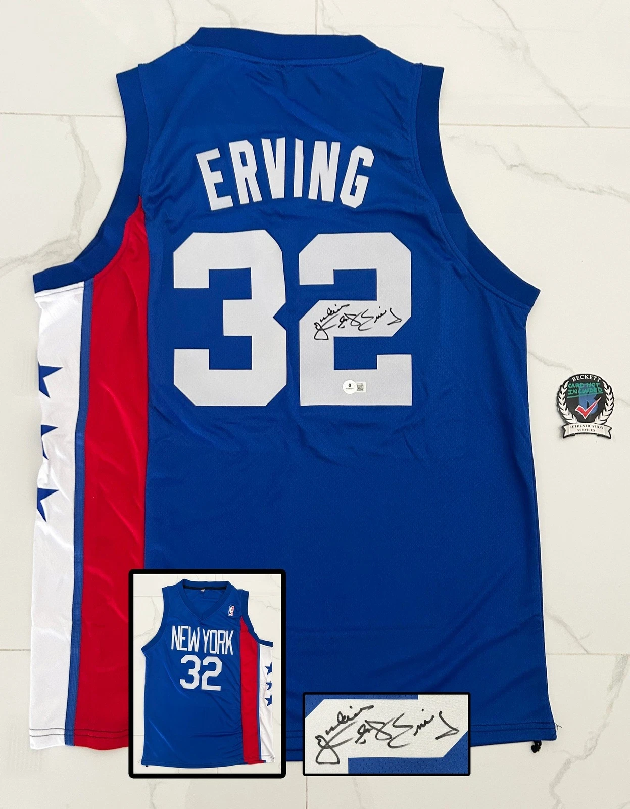 Julius Erving Signed Jersey Dr J New York Nets Beckett BAS 1 COA