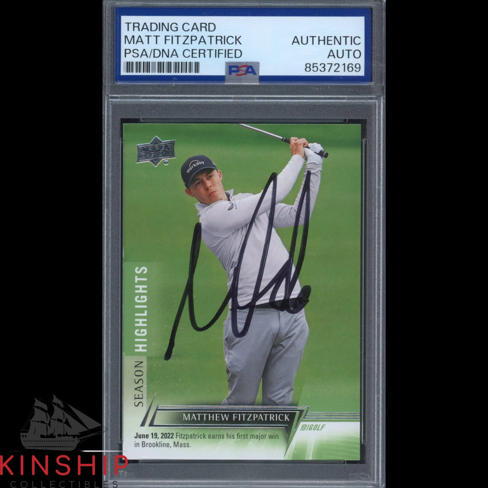 Matt Fitzpatrick signed 2024 Upper Deck Trading Card PSA DNA Slab Golf C3728