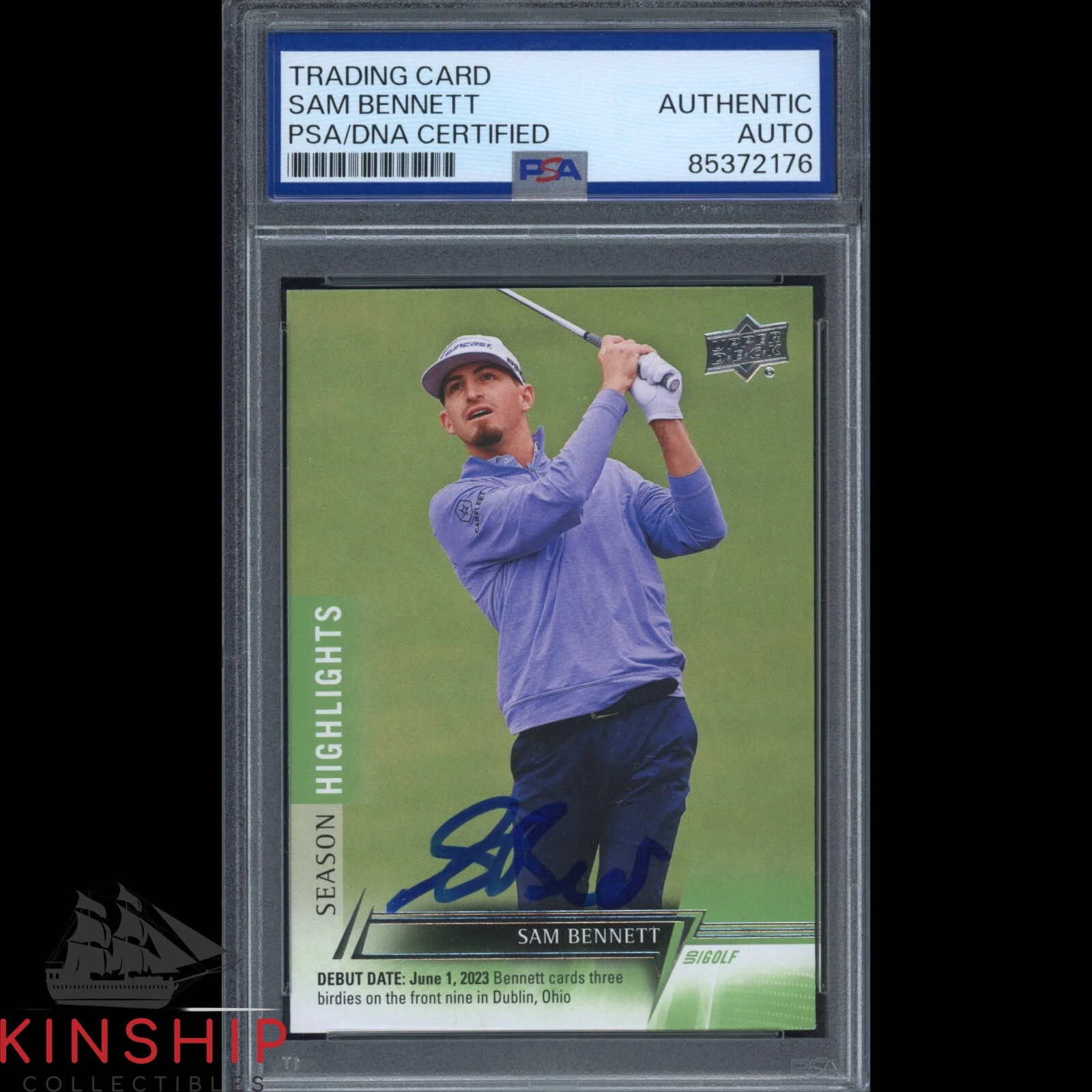 Sam Bennett signed 2024 Upper Deck Highlights Card PSA DNA Slab Golf Auto C3730