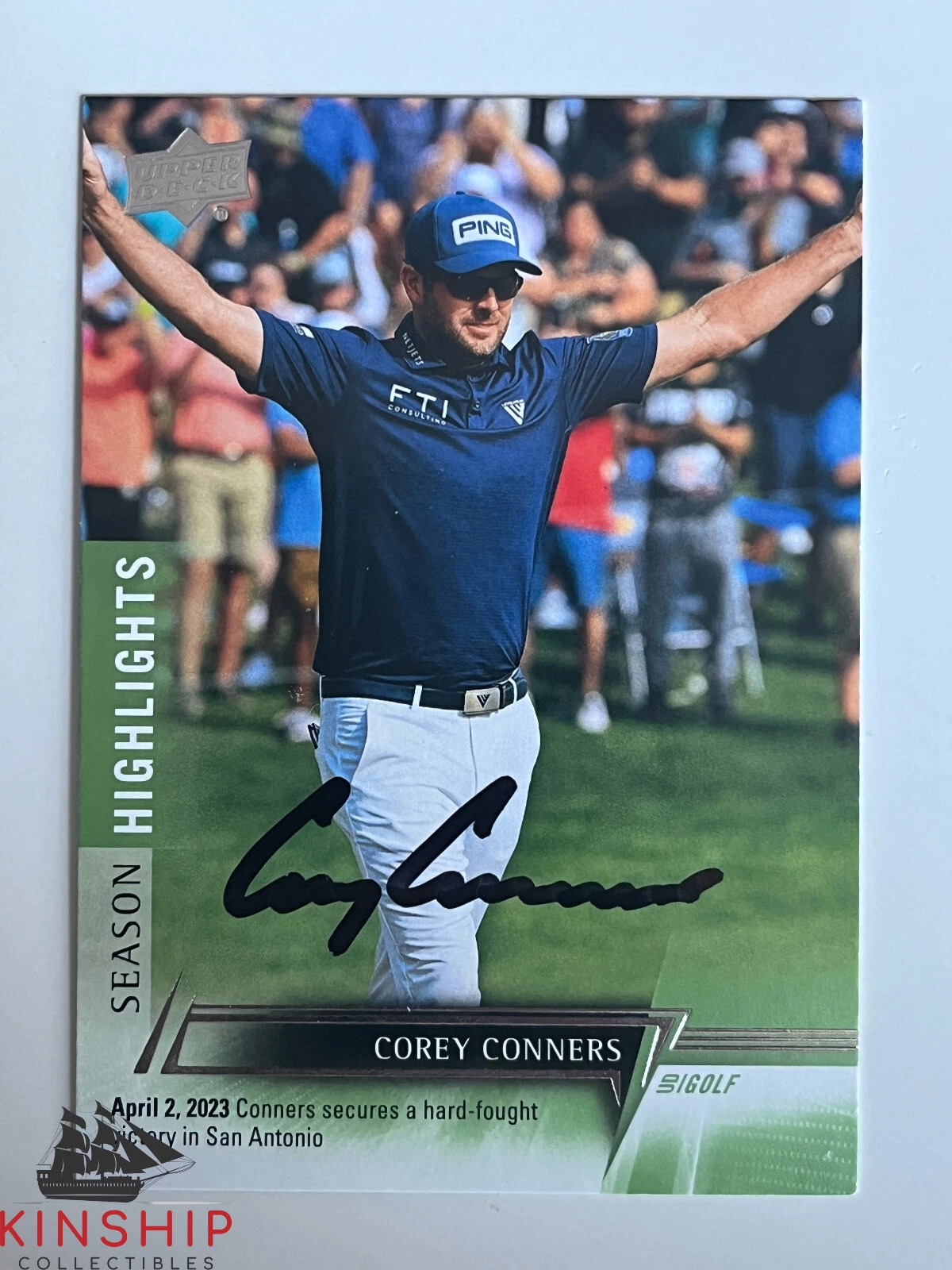 Corey Conners signed 2024 Upper Deck Golf Trading Card PGA Masters Auto R102