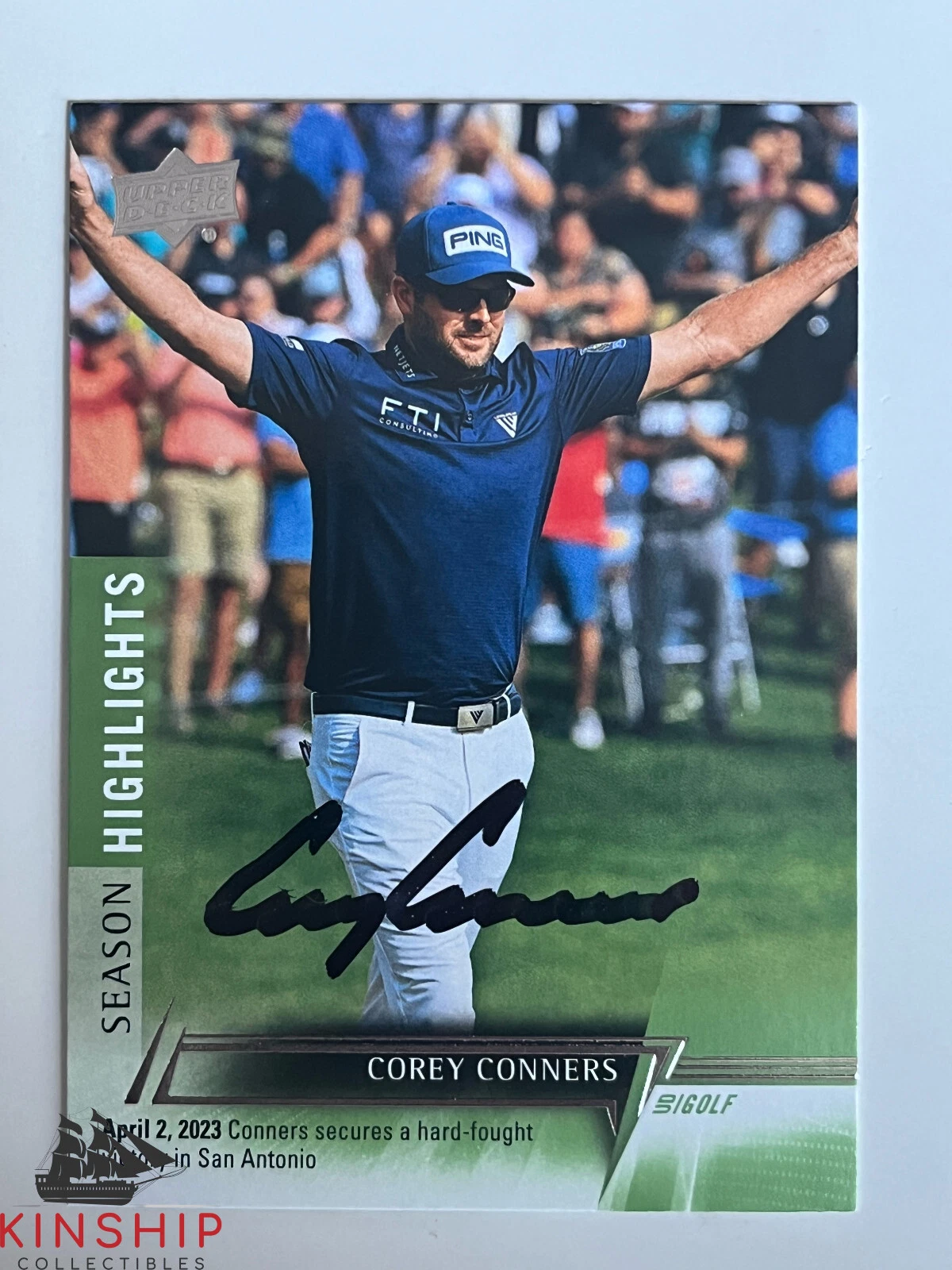Corey Conners signed 2024 Upper Deck Golf Trading Card PGA Masters Auto R103
