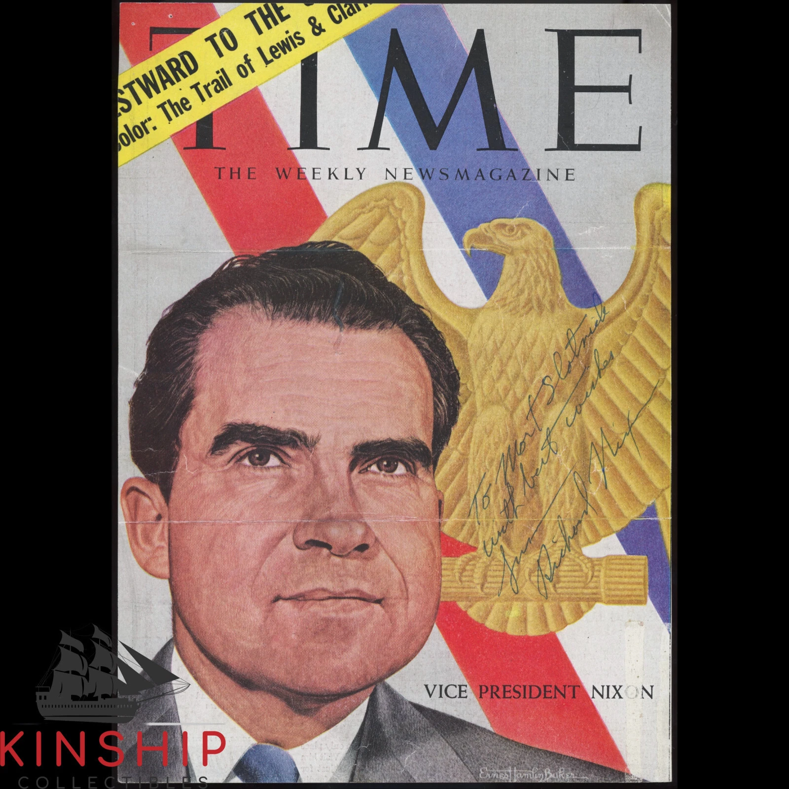 President Richard Nixon signed Time Magazine Cover Page JSA LOA Inscribed Z2147
