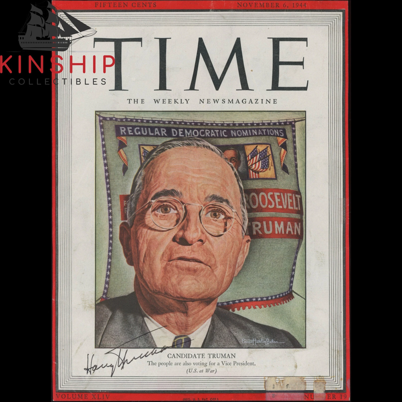 President Harry Truman signed Time Magazine Page JSA LOA Auto Grade 9 Z2146