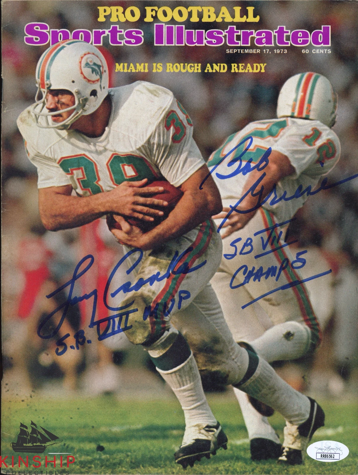 Larry Csonka & Bob Griese signed 1973 Sports Illustrated Magazine JSA Auto E285