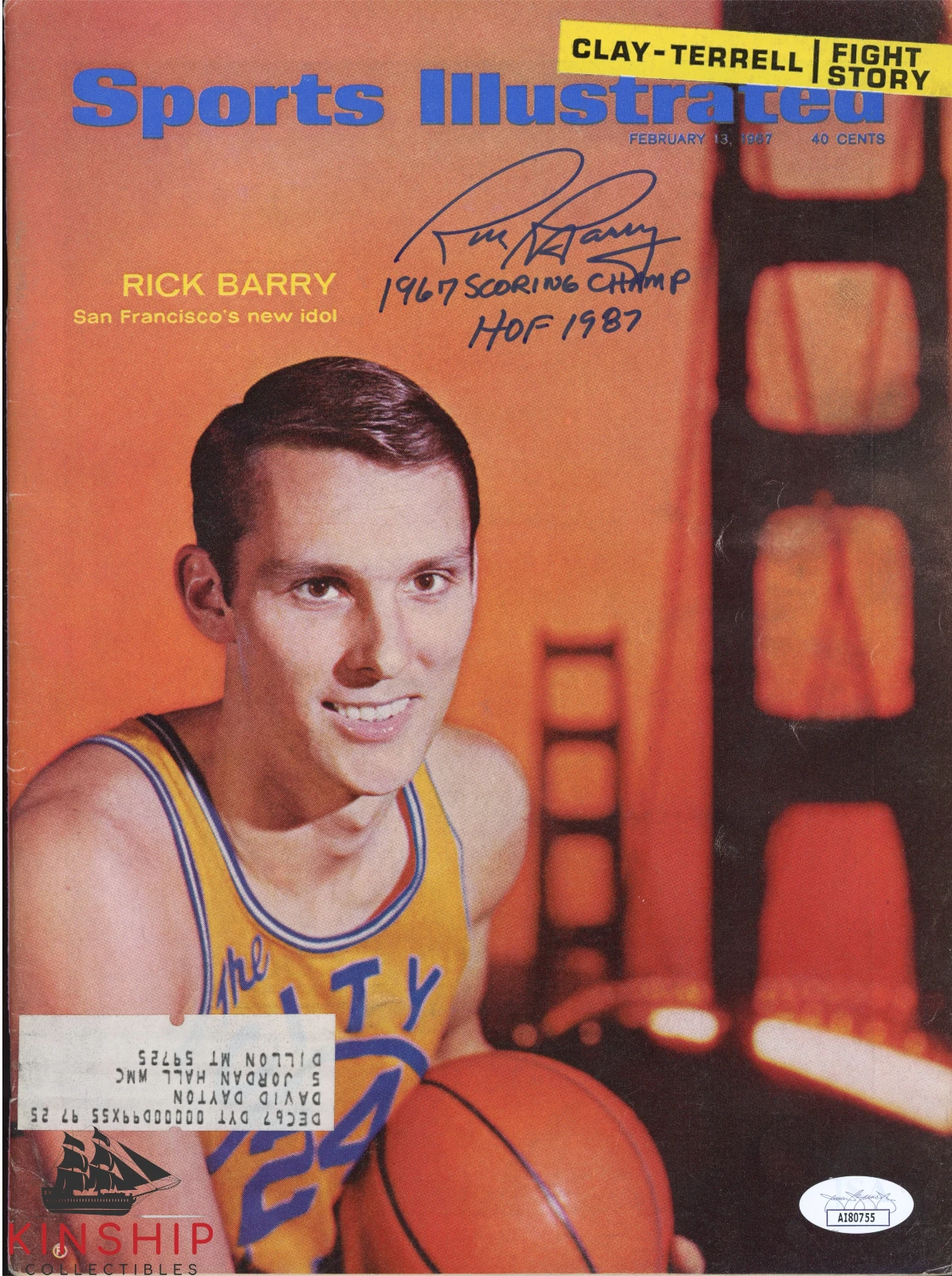 Rick Barry signed 1967 Sports Illustrated Magazine JSA COA Inscribed Auto E284