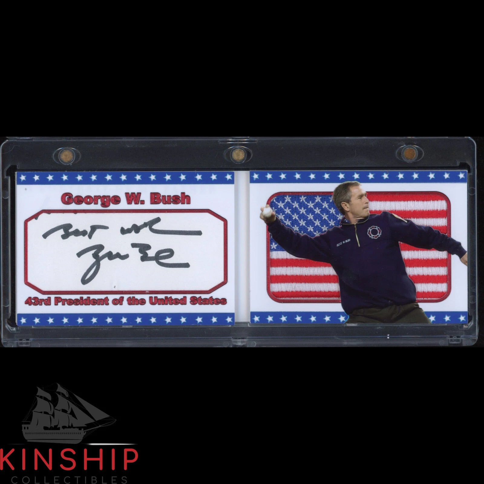 President George W Bush signed Cut Custom Flag Patch Booklet JSA COA Auto Z2162