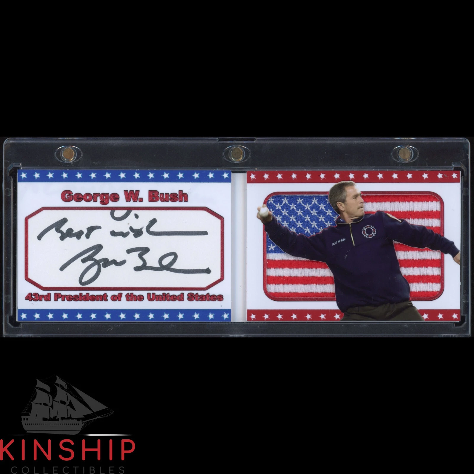 President George W Bush signed Cut Custom Flag Patch Booklet JSA COA Auto Z2160