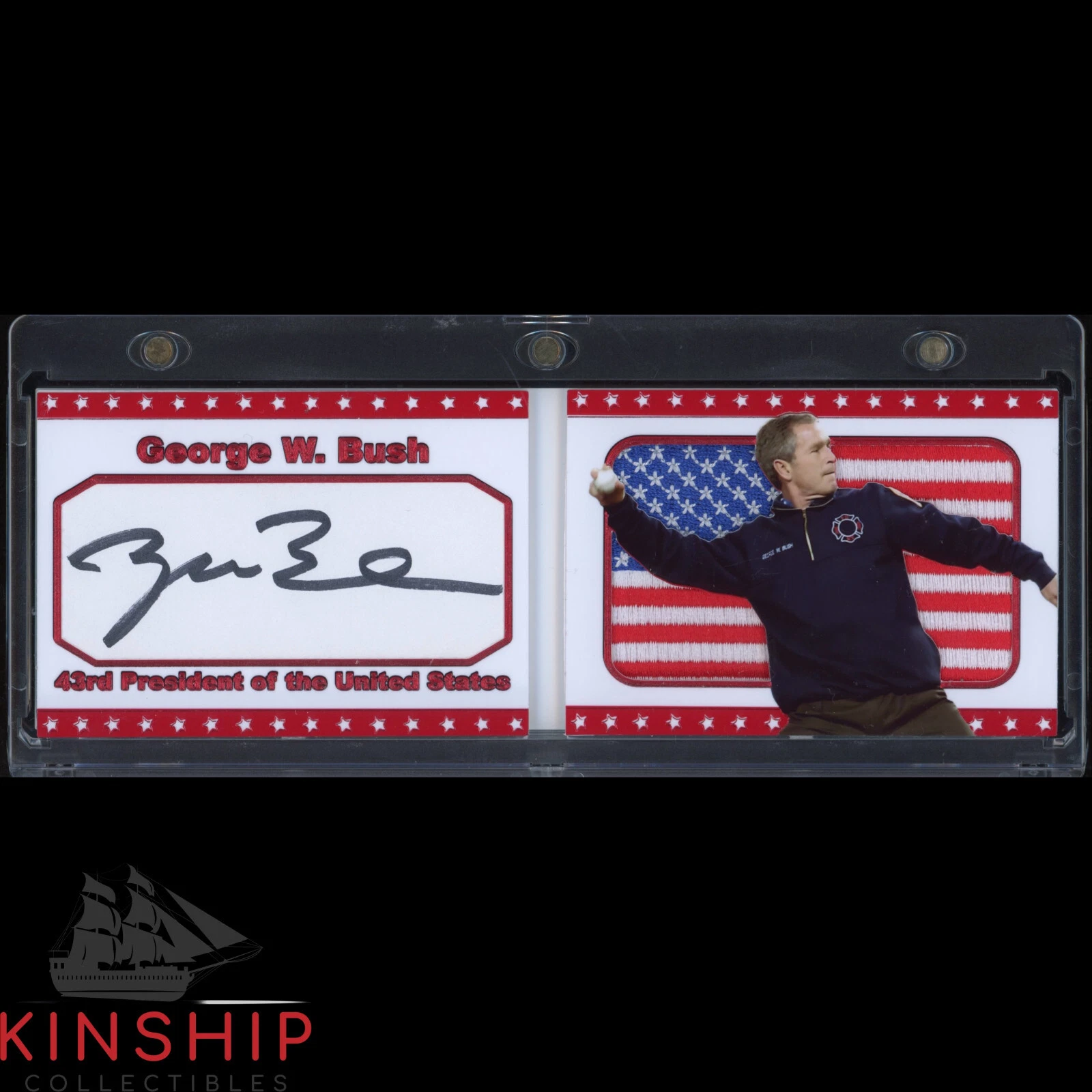 President George W Bush signed Cut Custom Flag Patch Booklet JSA COA Auto Z2161