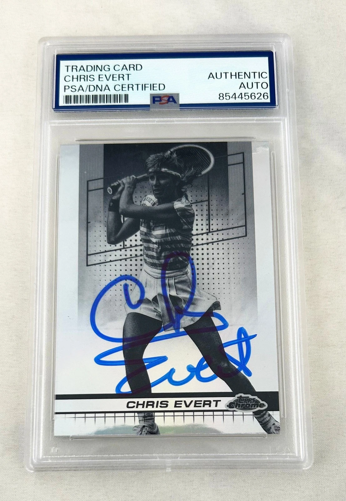 Chris Evert Signed Card 2024 Topps Chrome Black and White #166 PSA/DNA COA