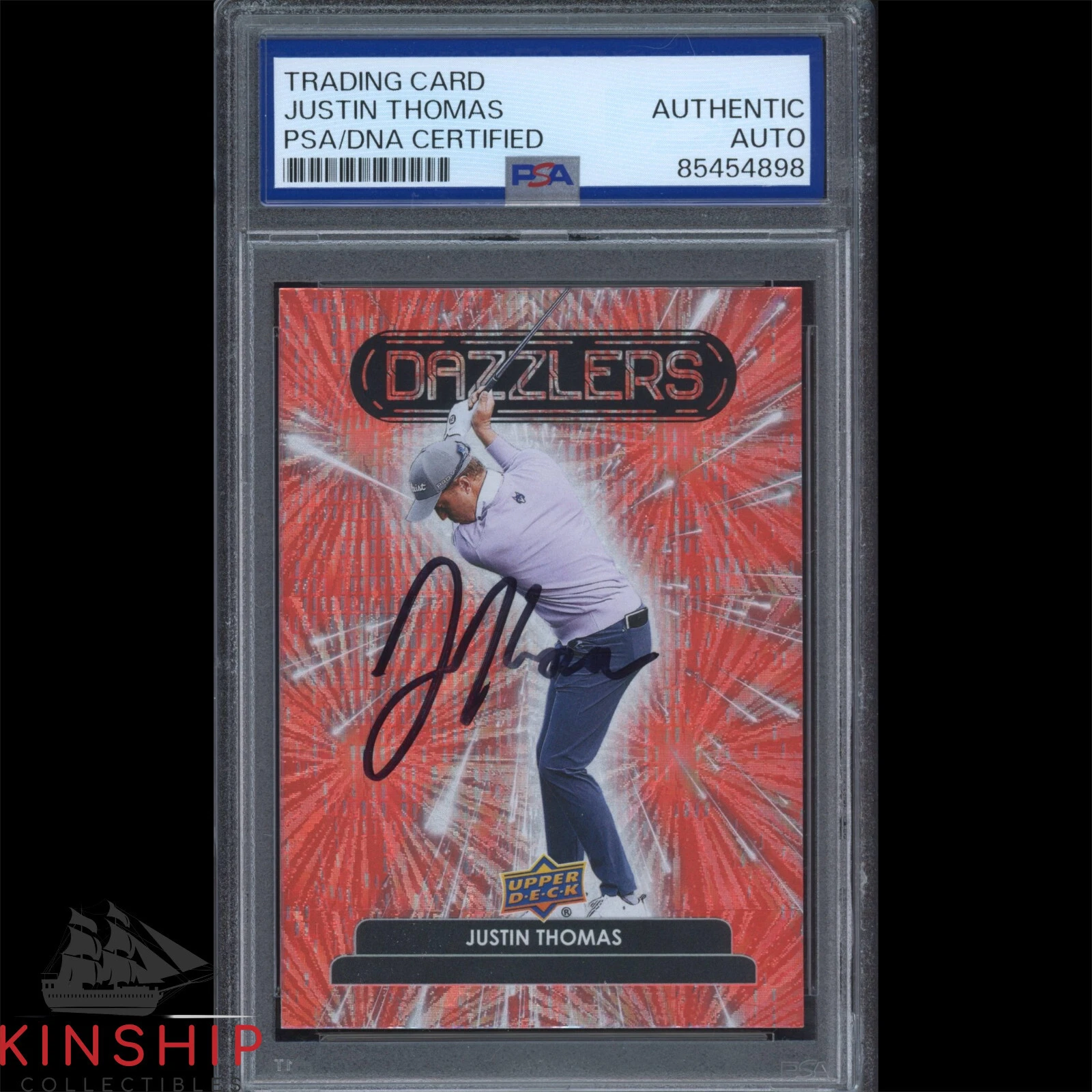 Justin Thomas signed 2024 Upper Deck Dazzlers Card PSA DNA Slab Golf C3884