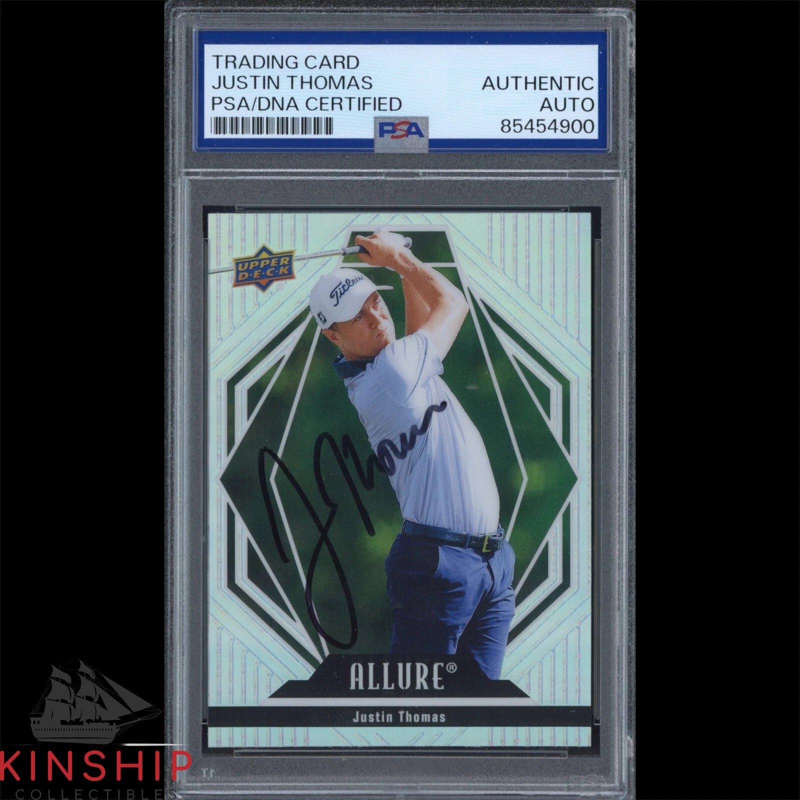 Justin Thomas signed 2024 Upper Deck Allure Trading Card PSA DNA Slab Golf C3887