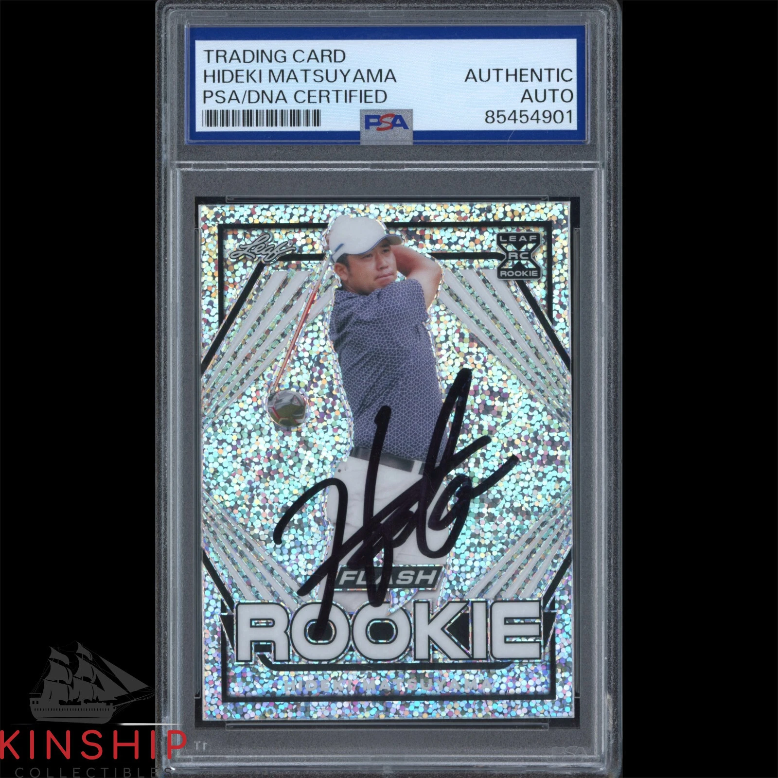 Hideki Matsuyama signed 2021 Leaf Flash Rookie Card PSA DNA Masters Auto C3867
