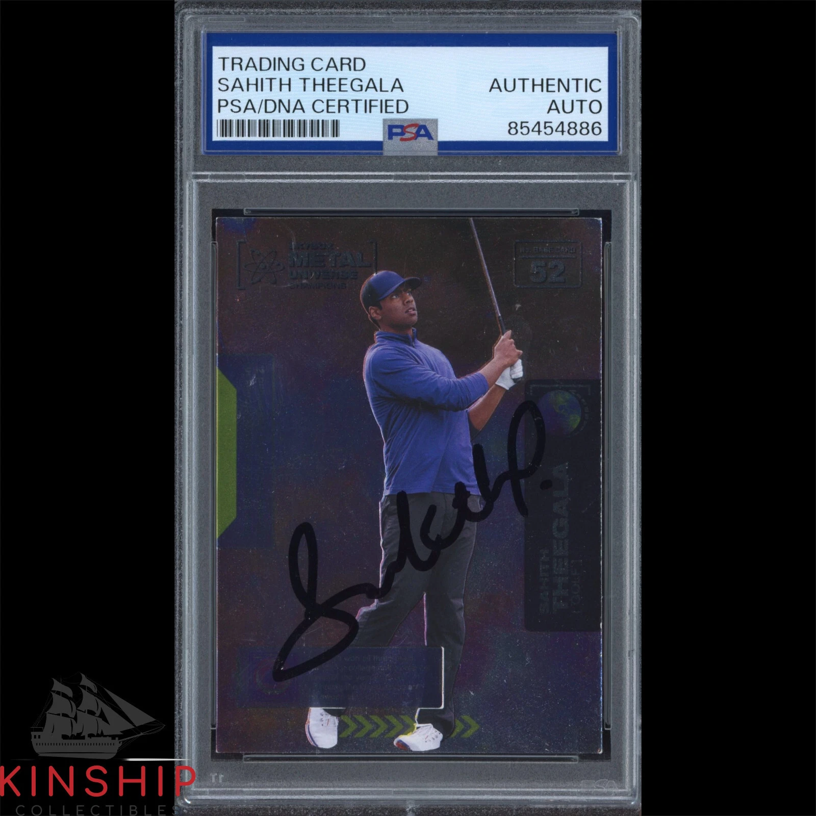 Sahith Theegala signed 2021 Skybox Metal Card PSA DNA Slabbed Masters Auto C3876