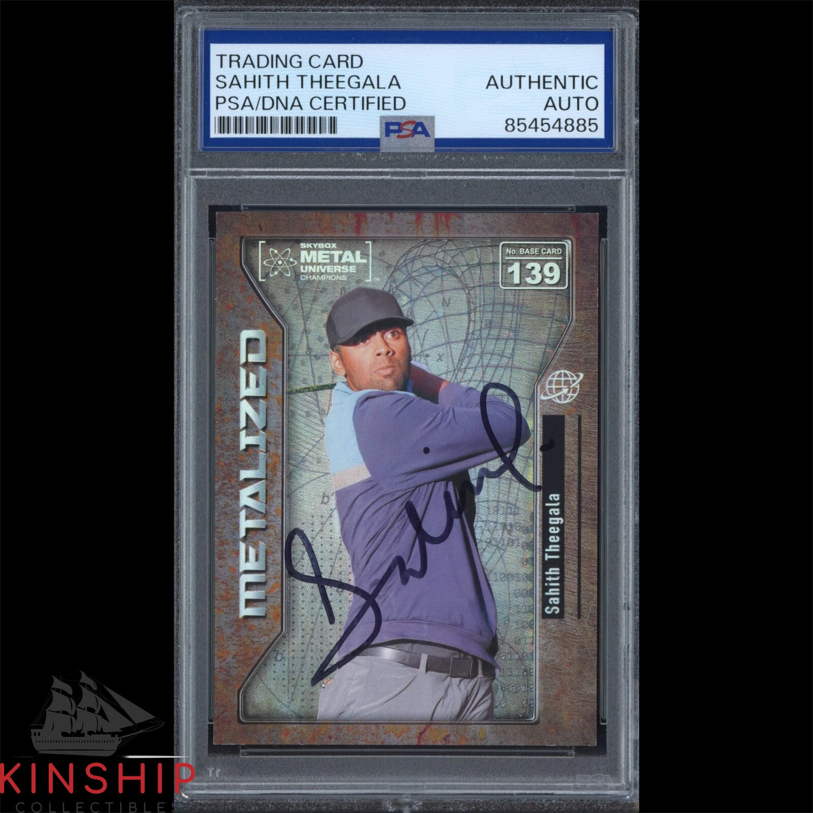 Sahith Theegala signed 2021 Skybox Metal Card PSA DNA Slabbed Masters Auto C3875