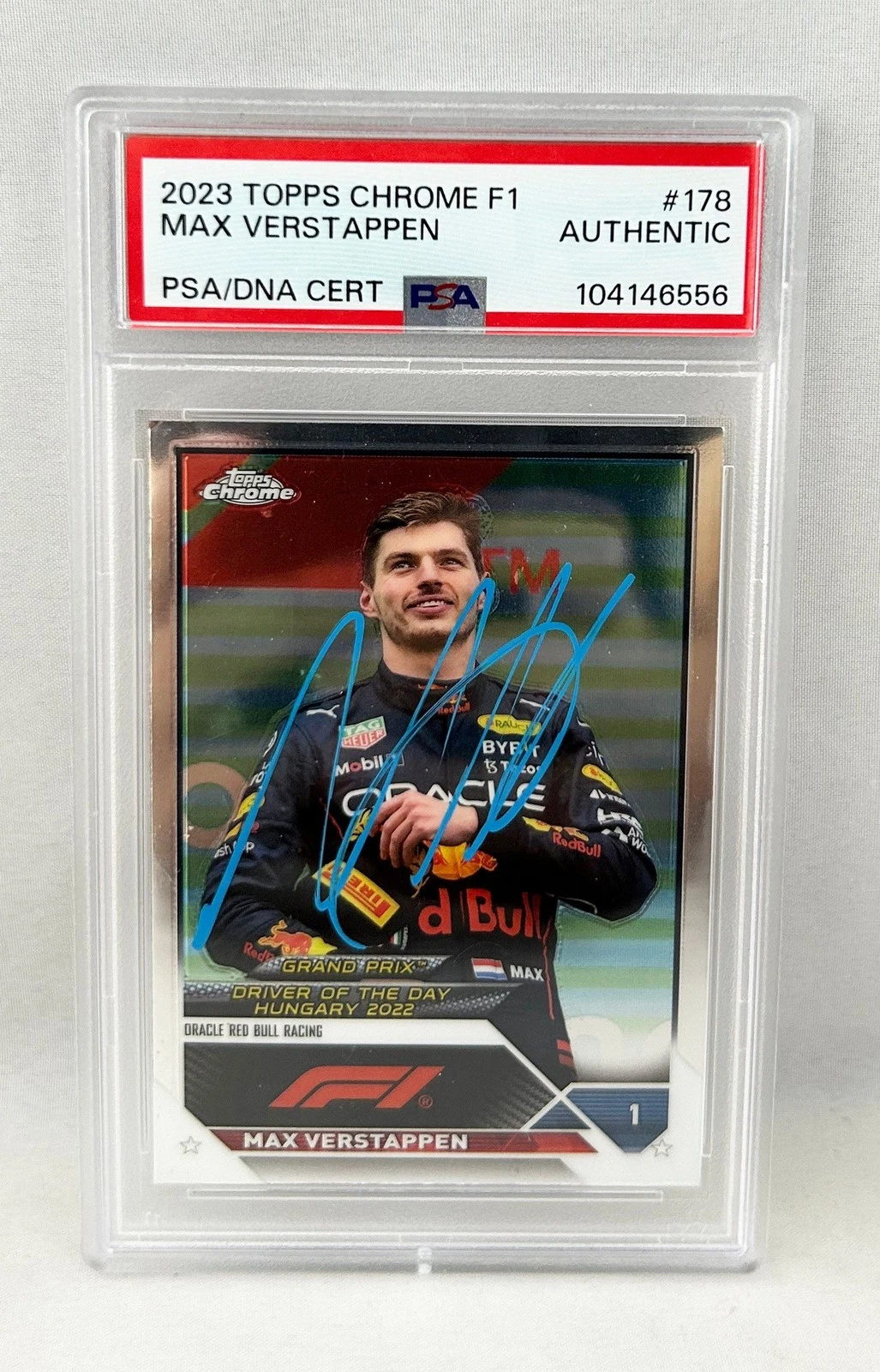Max Verstappen Signed Card 2023 Topps Chrome F1 #178 PSA/DNA COA