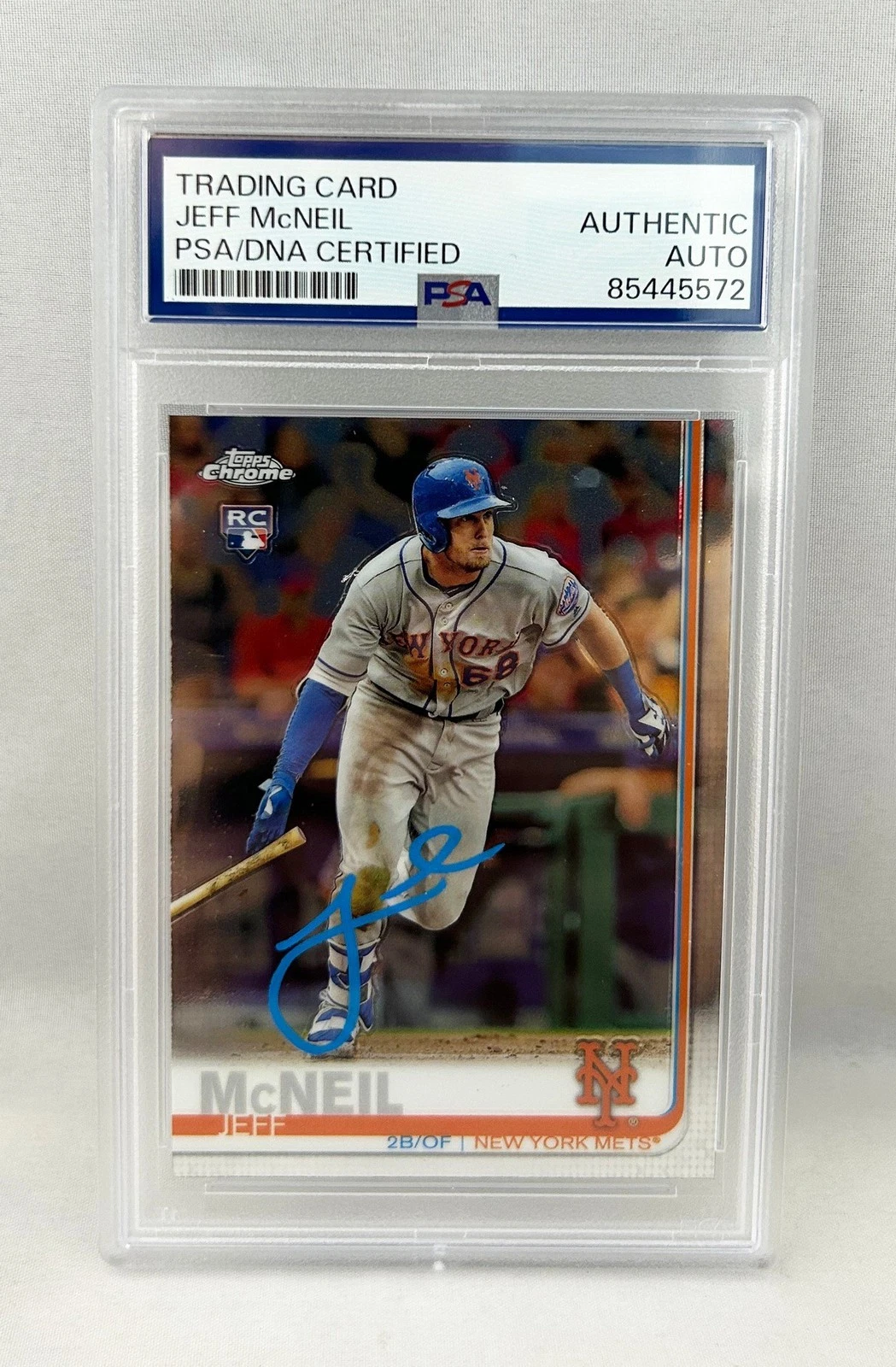 Jeff McNeil Signed Rookie Card 2019 Topps Chrome #152 PSA/DNA COA
