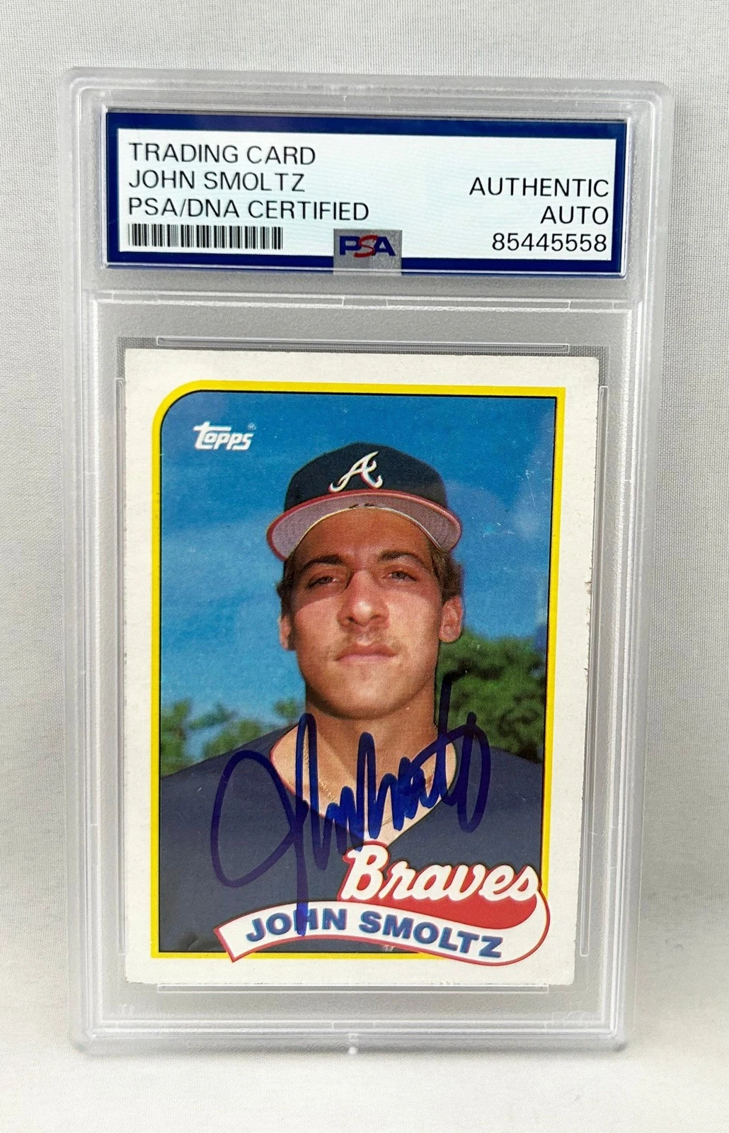 John Smoltz Signed Rookie Card 1989 Topps #382 PSA/DNA COA